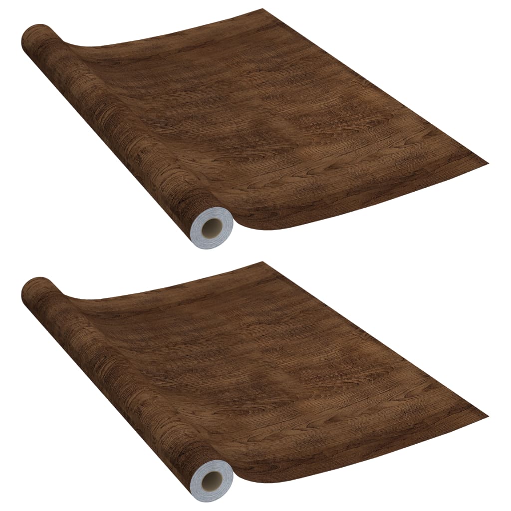 Vidaxl möbler oljor självhäftande 2 st 500x90 cm pvc mörk ek -färgad
