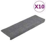 Vidaxl trappematter 10 stk 65x21x4 cm nål føltes lysegrå