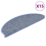 Vidaxl-Treppenmatten selbstklebend 15 St. Sisal Look 56x17x3 cm Blau