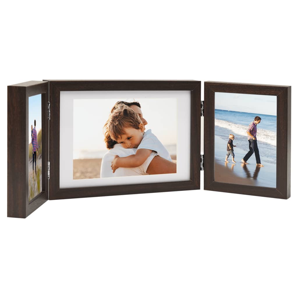 Vidaxl Photo Frame Triptych 28x18 cm+2x (13x18 cm) brun