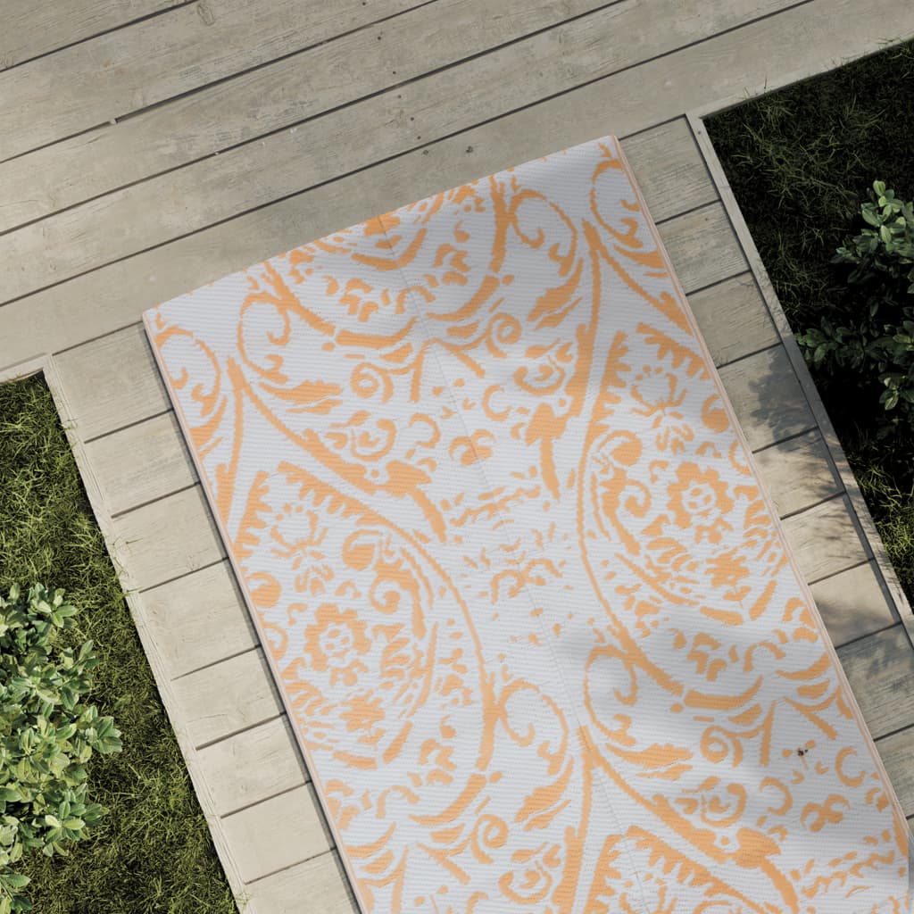 Vidaxl zunanja preproga Arakil 80x250 cm pp oranžna in bela