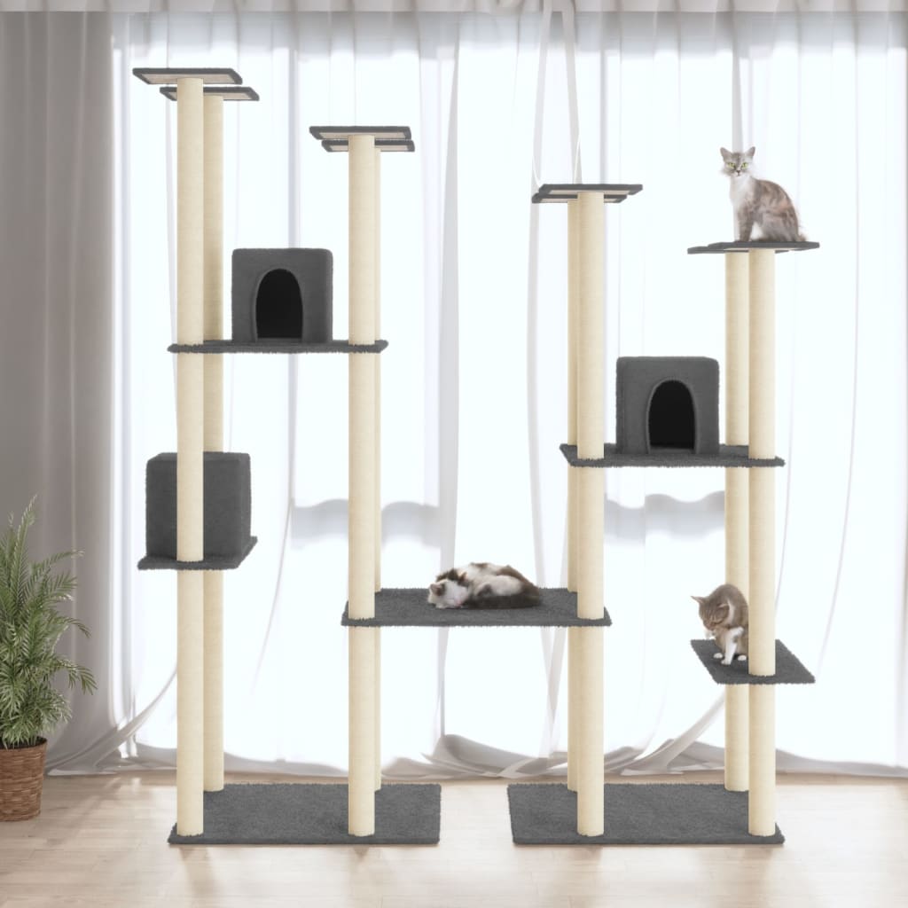 Vidaxl kattemøbler med sisal riper innlegg 174 cm mørk grå