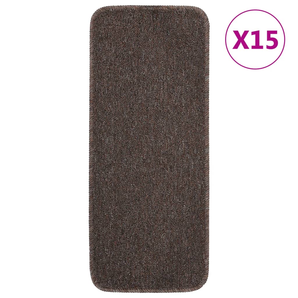 Podstavki za stopnice Vidaxl 15 St proti zdrsu pravokotno 60x25 cm rjava