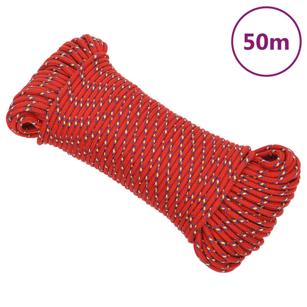 Vidaxl čoln vrv 5 mm 50 m polipropilen rdeča
