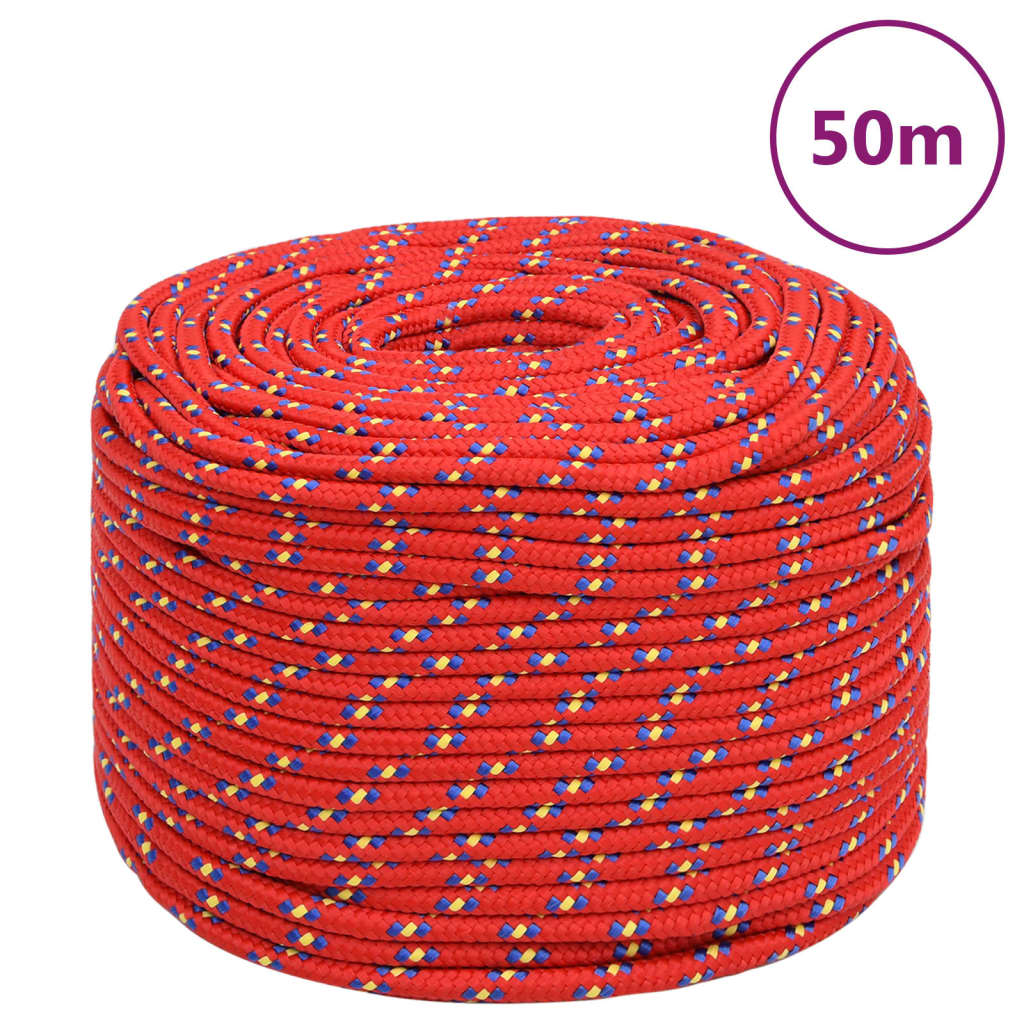VIDAXL Čolna vrv 8 mm 50 m polipropilen rdeča