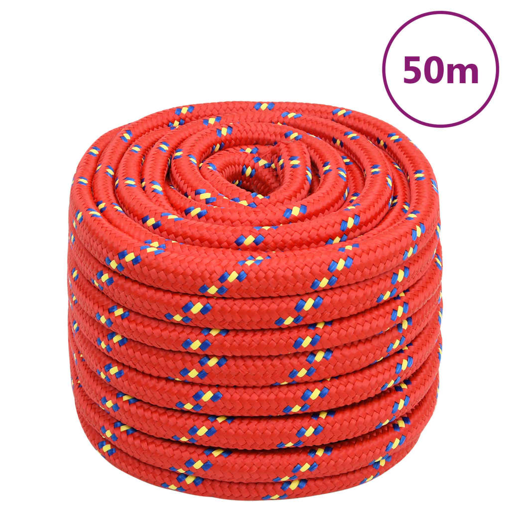 Vidaxl čoln vrv 20 mm 50 m polipropilen rdeča