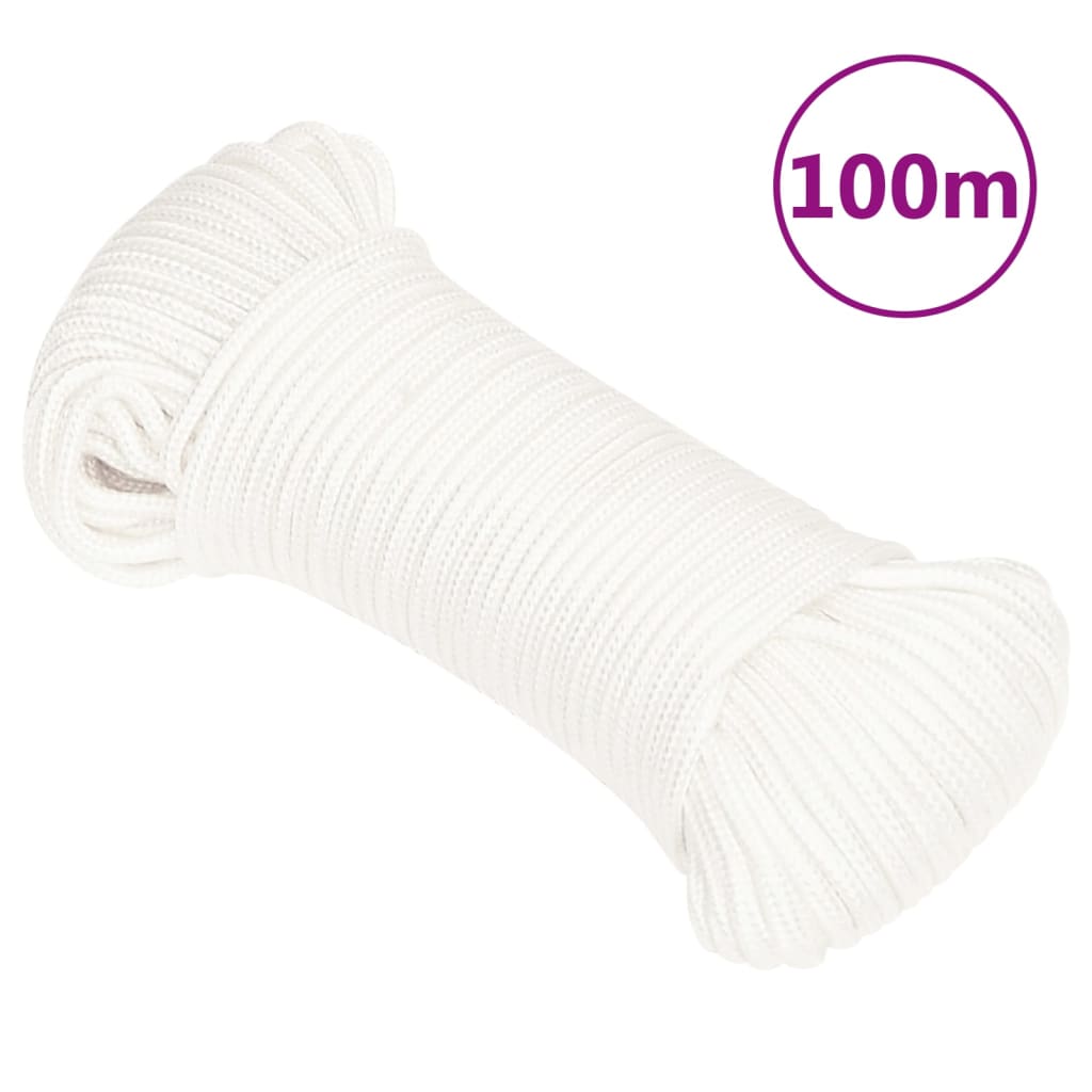 Vidaxl čolna vrvi 3 mm 100 m polipropilen polno bela
