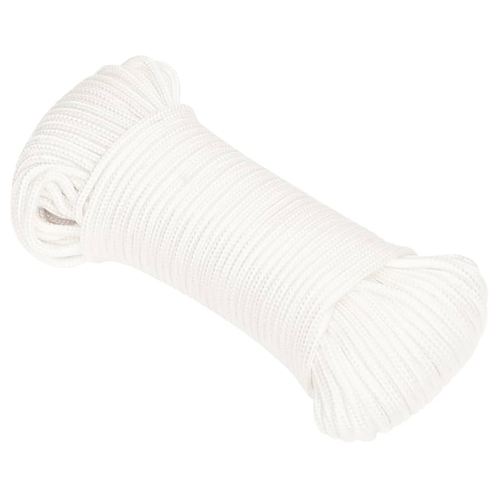 Vidaxl čolna vrvi 3 mm 100 m polipropilen polno bela