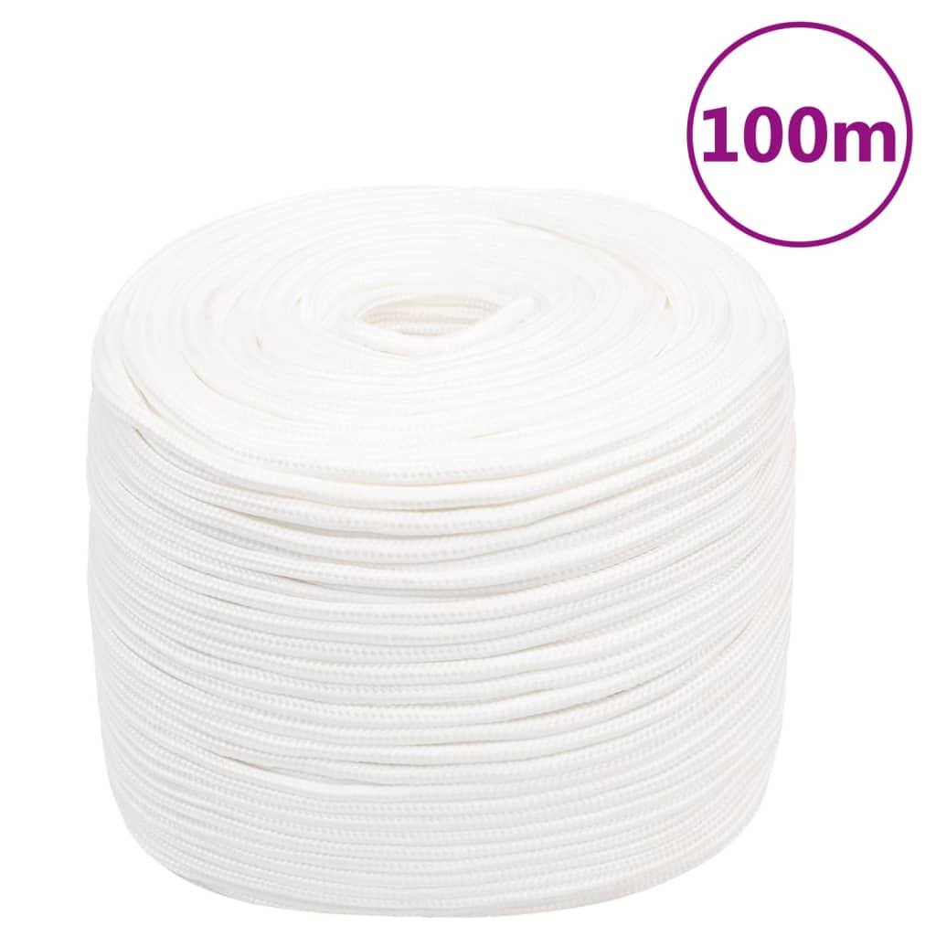 Vidaxl čolna vrvi 8 mm 100 m polipropilen polno bela