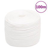 Vidaxl čolna vrvi 8 mm 100 m polipropilen polno bela