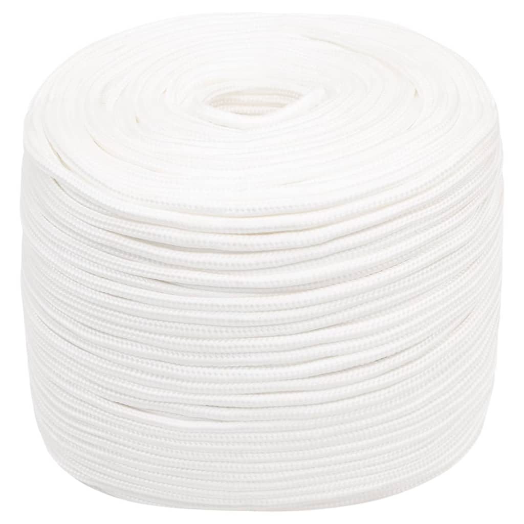 Vidaxl čolna vrvi 8 mm 100 m polipropilen polno bela