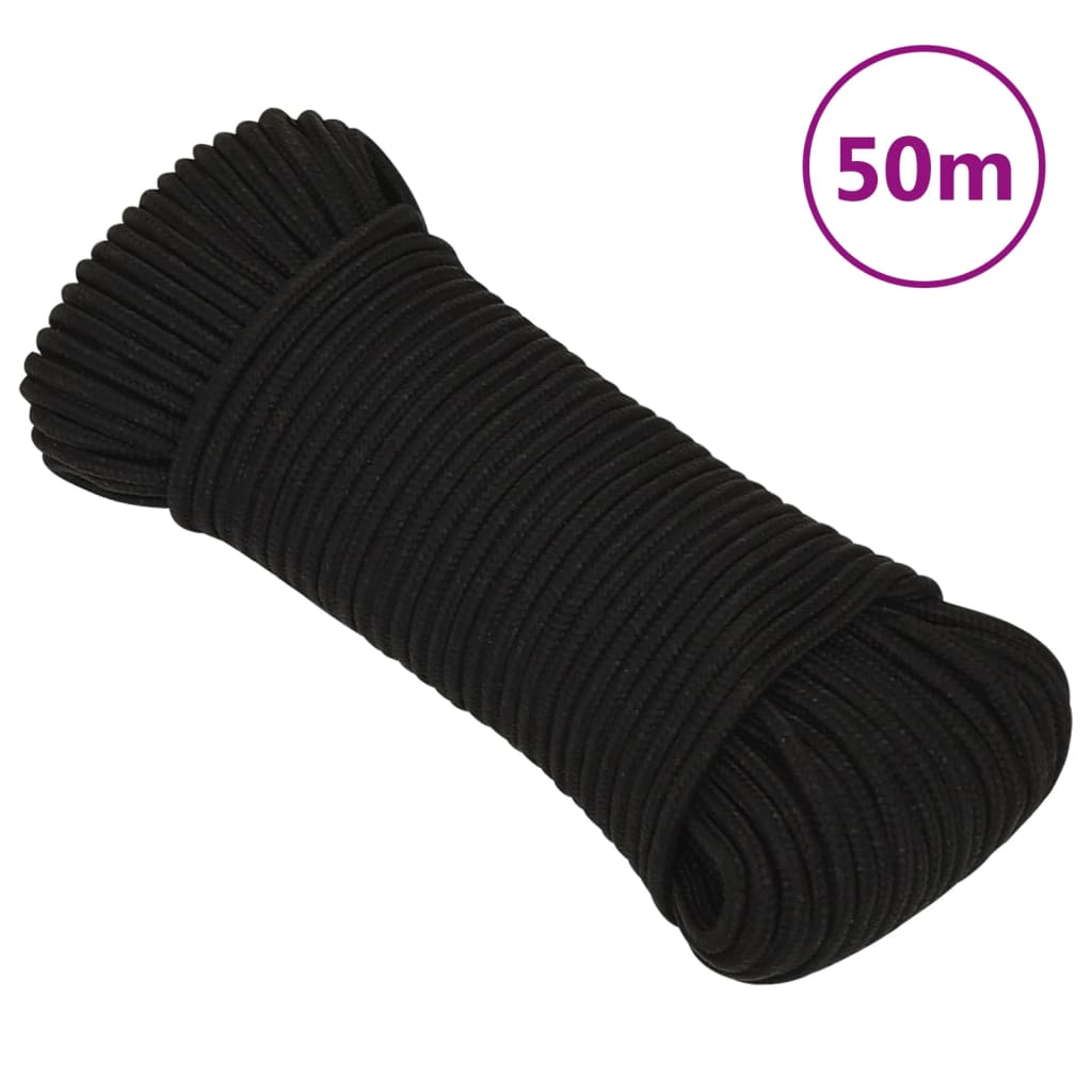 Vidaxl Werkouw 4 mm 50 m polyester sort
