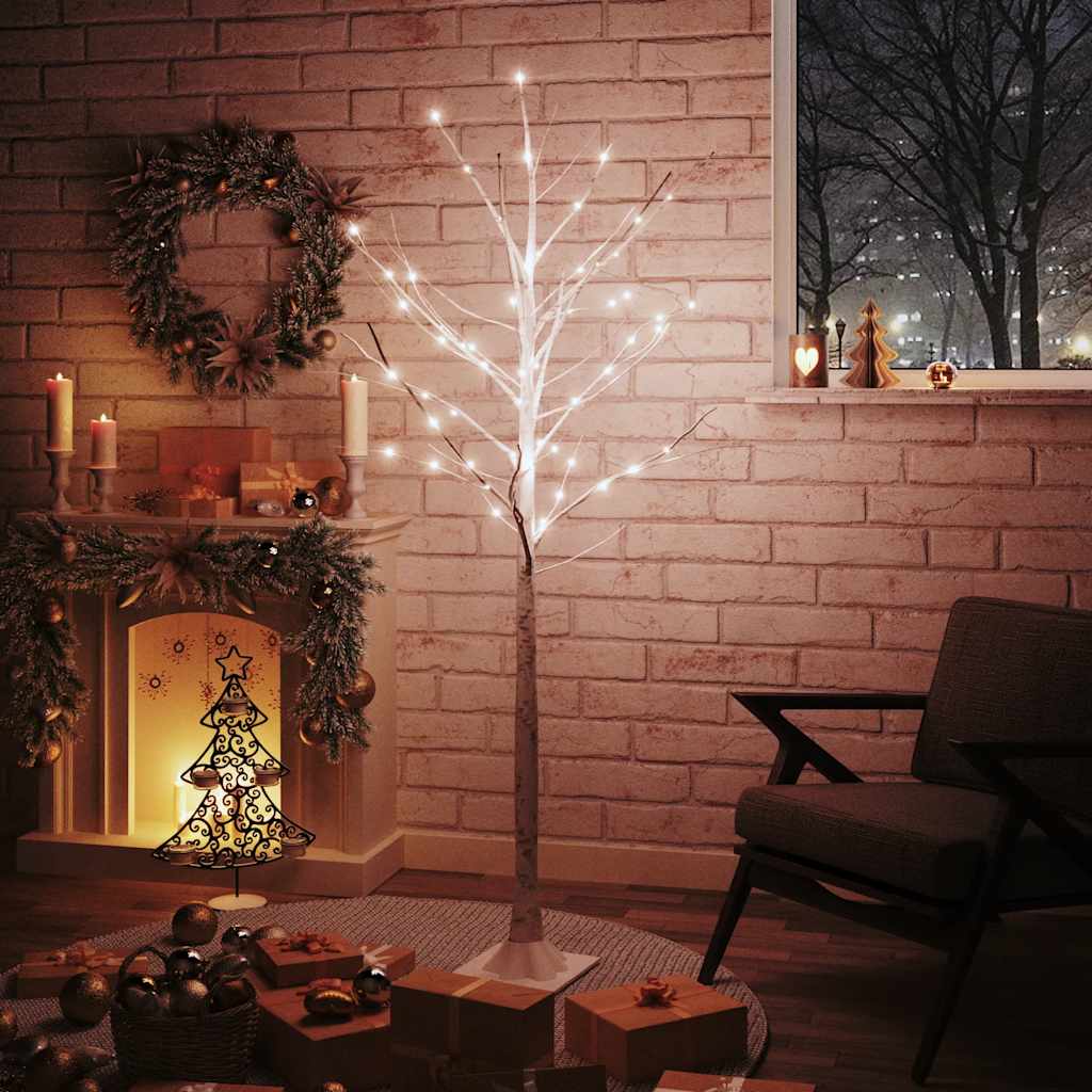 Vidaxl Berkenboom LED 96 LEDs warm weiß 180 cm Weiß