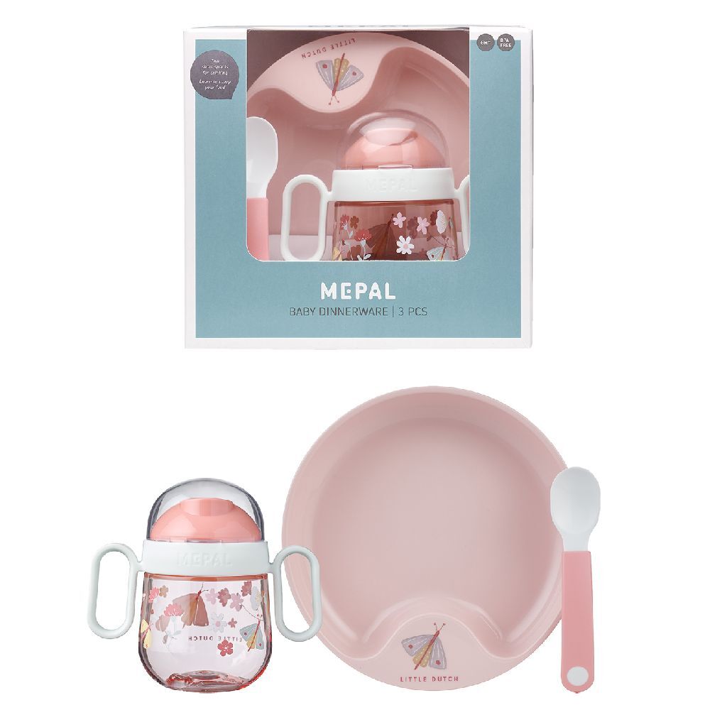 MEPAL SERVE Piccoli fiori olandesi e farfalle Pink in 3 pezzi