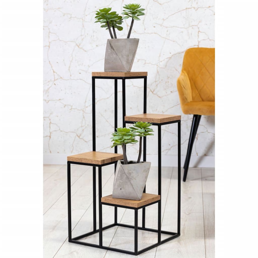 Hjem Styling Home Styling Plant Standard med 4 planker Natural og sort