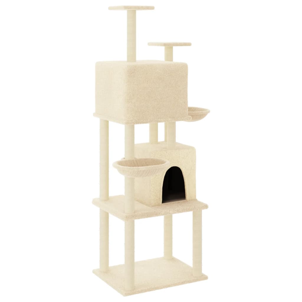 Muebles de gato Vidaxl con postes de rascado de sisal 180 cm de crema