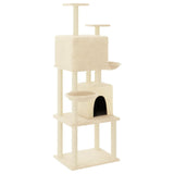 Muebles de gato Vidaxl con postes de rascado de sisal 180 cm de crema