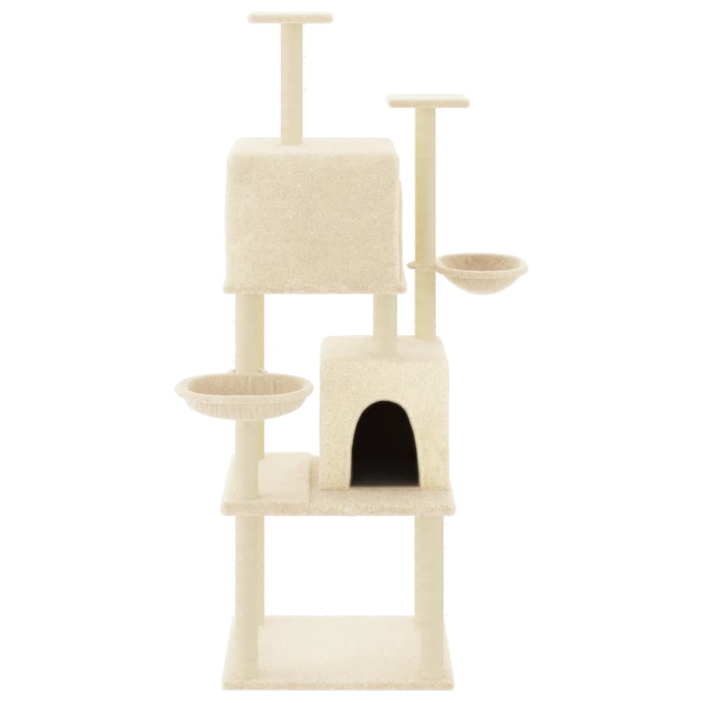 Muebles de gato Vidaxl con postes de rascado de sisal 180 cm de crema