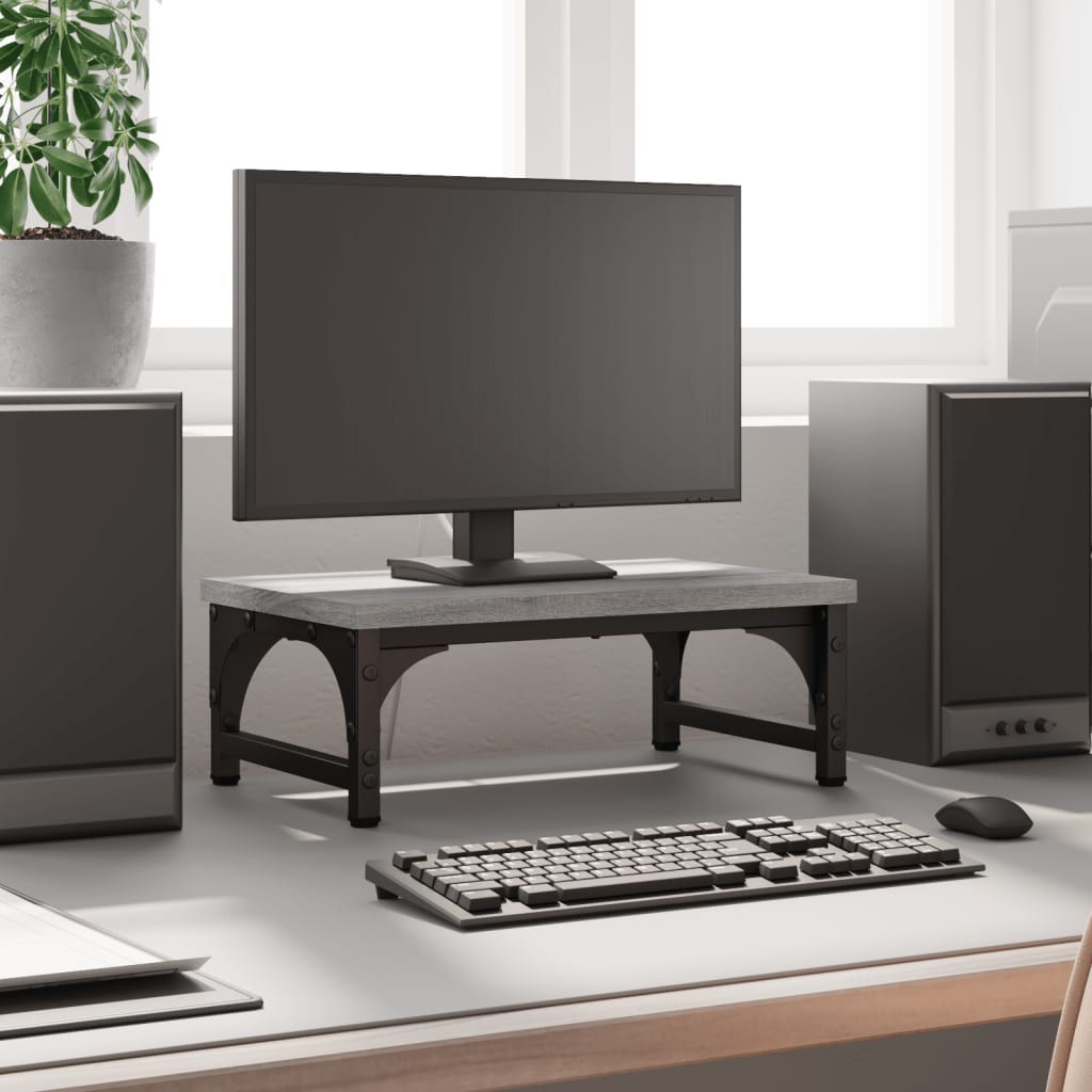 Vidaxl Monitor Standard 37x23x14 cm verarbeiteter Holzgrau Sonoma Eiche