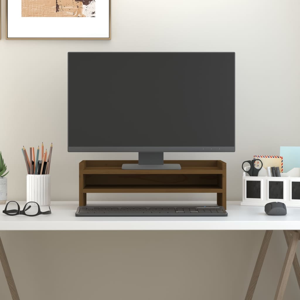 Monitor vidaxl stojí 50x24x16 cm pevná borovice med hnědá