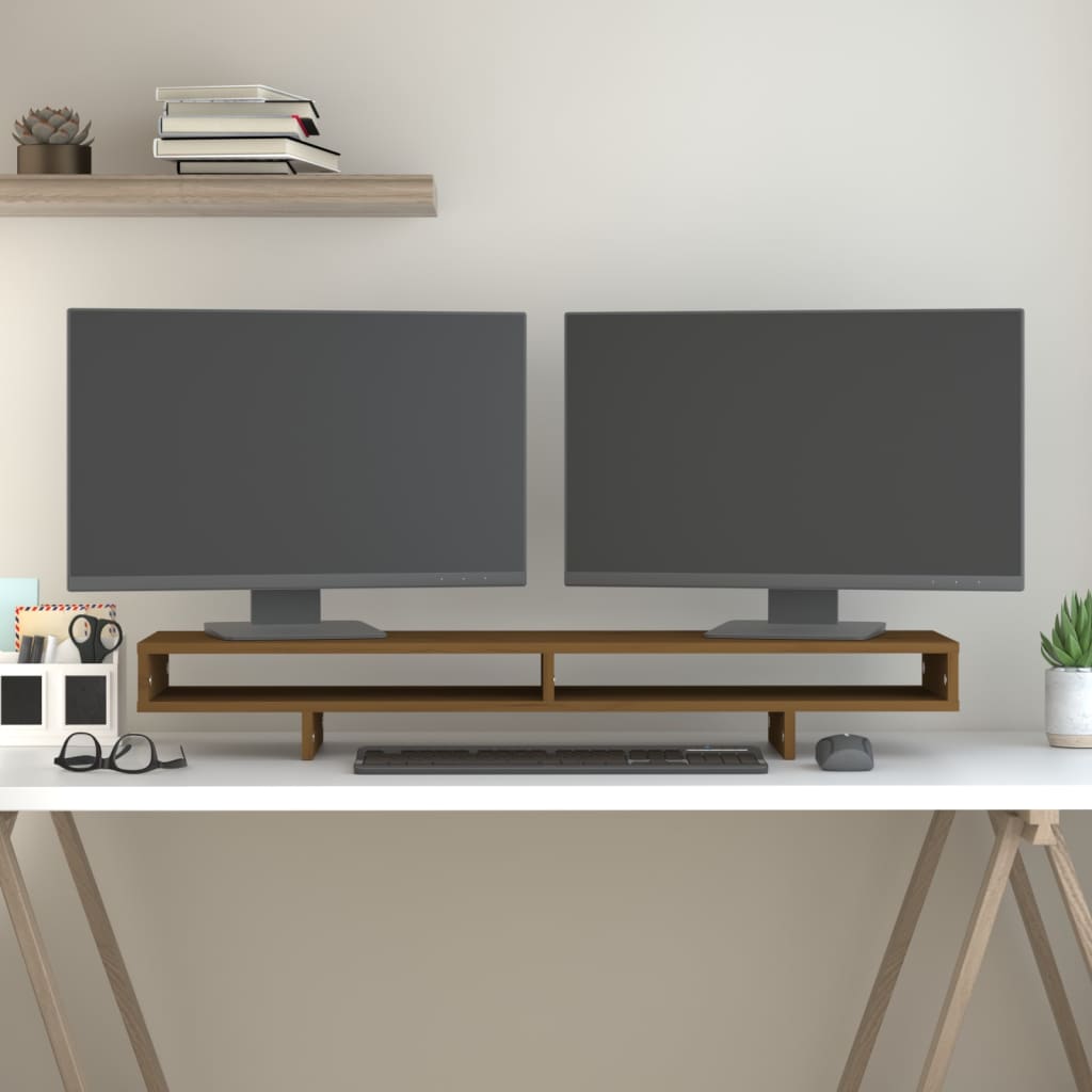 VidaXL Monitor standard 100x27x14 cm Solid pine honey brown