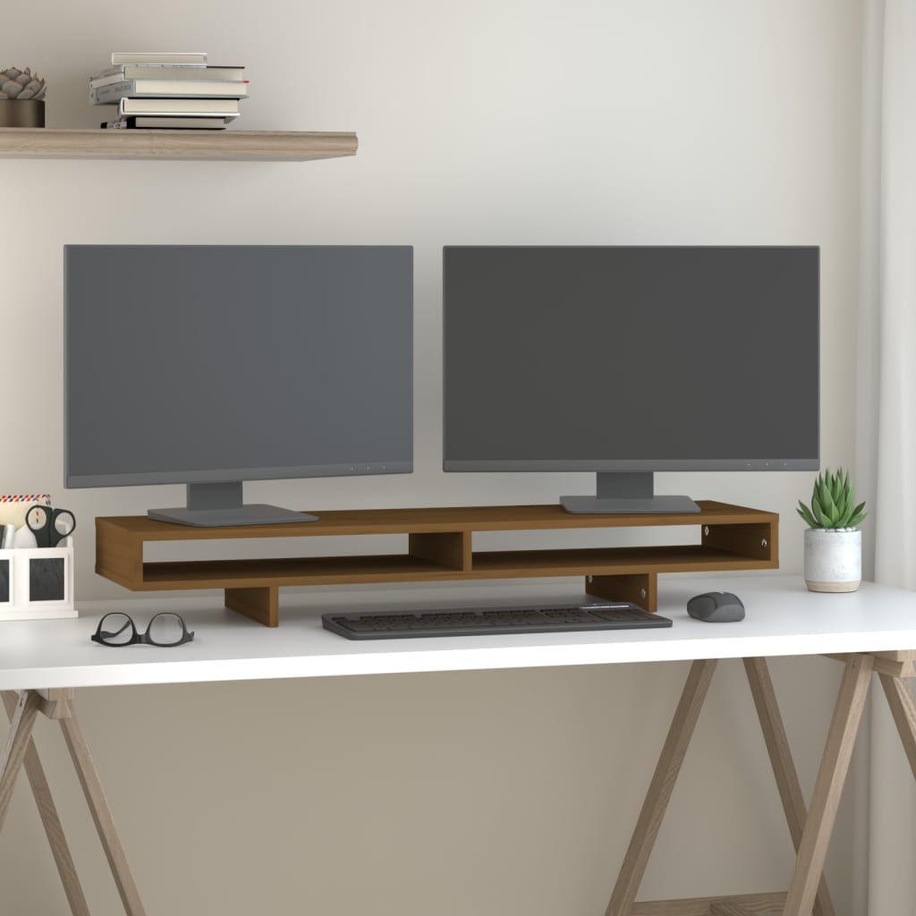 VidaXL Monitor standard 100x27x14 cm Solid pine honey brown