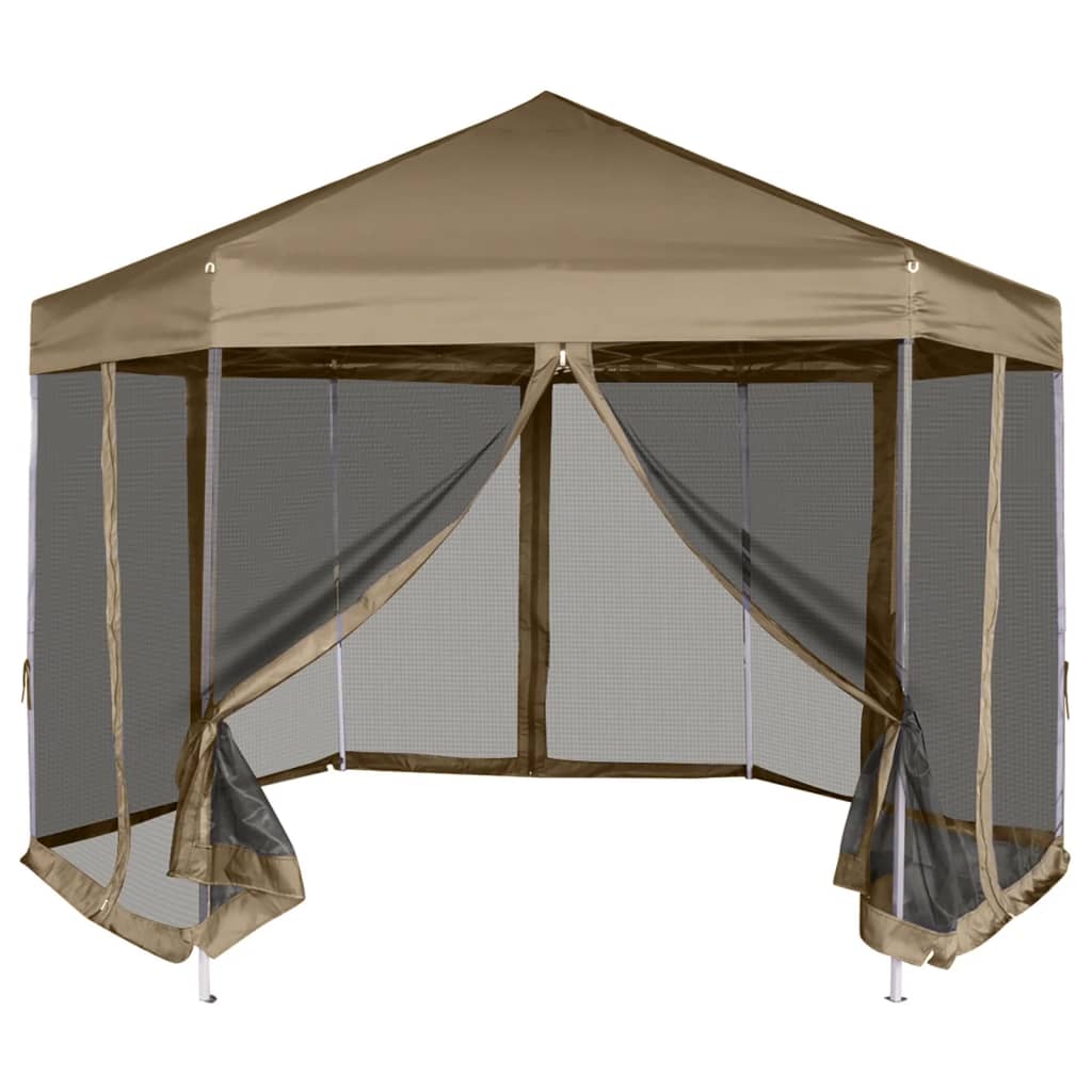 Vidaxl Party tent with walls hexagonal 3.6x3.1 m Taupe 220 g m²
