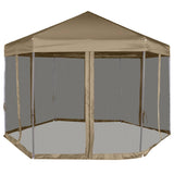 Vidaxl Party tent with walls hexagonal 3.6x3.1 m Taupe 220 g m²