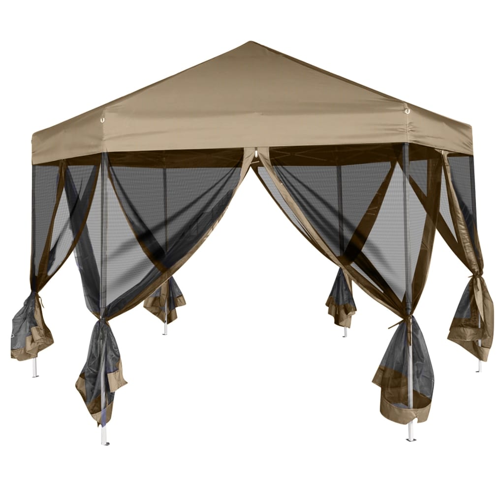 Vidaxl Party tent with walls hexagonal 3.6x3.1 m Taupe 220 g m²