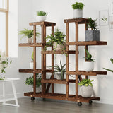 BIDAXL -växtstandard med hjul 110x25x115 cm fast Vurenhout