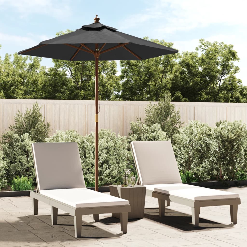 Vidaxl Parasol with wooden pole 196x231 cm anthracite -colored