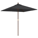 Vidaxl -parasol med træpol 198x198x231 cm sort