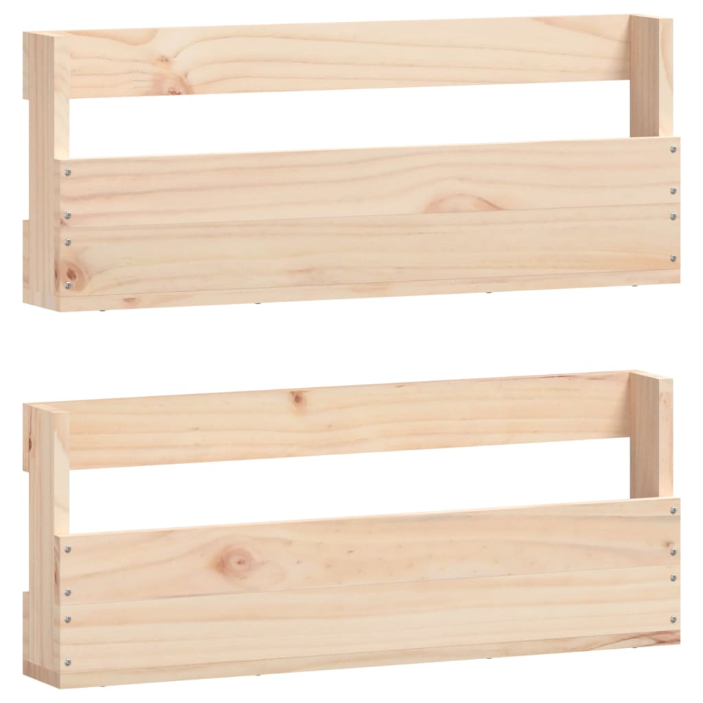 Vidaxl wall shoes racks 2 st 59x9x23 cm solid pine
