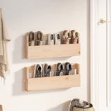 Vidaxl wall shoes racks 2 st 59x9x23 cm solid pine