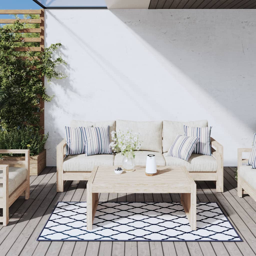 Vidaxl Outside Rag Reversible 80x150 cm mornarsko modro in belo