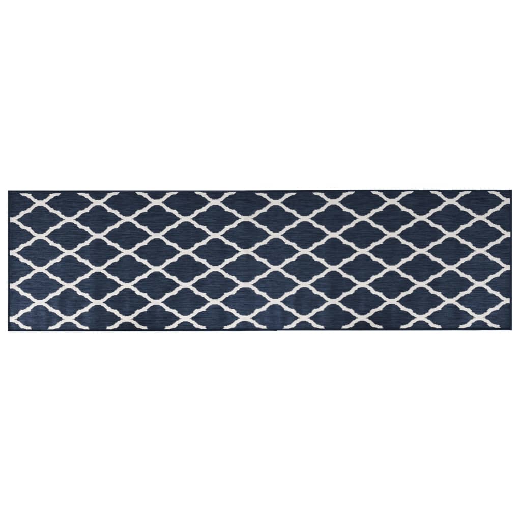 Vidaxl Zunanje preproga Reversible 80x250 cm mornarsko modro in belo