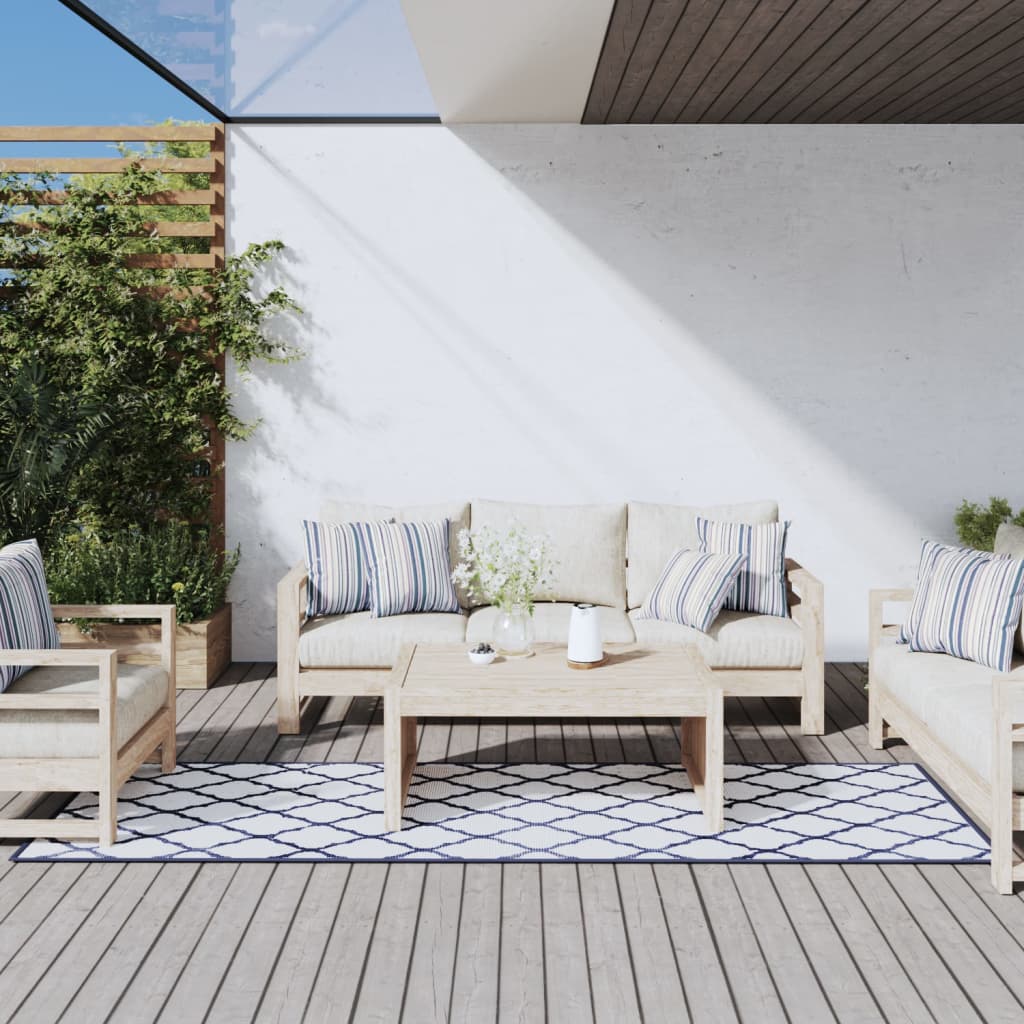 Vidaxl Zunanje preproga Reversible 80x250 cm mornarsko modro in belo