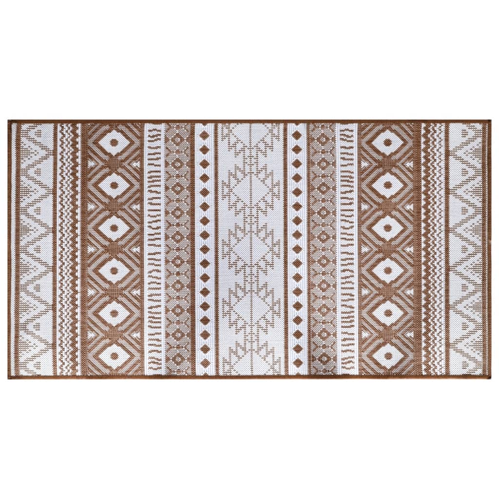 Vidaxl zunanja preproga reverzibilna 80x150 cm rjava in bela
