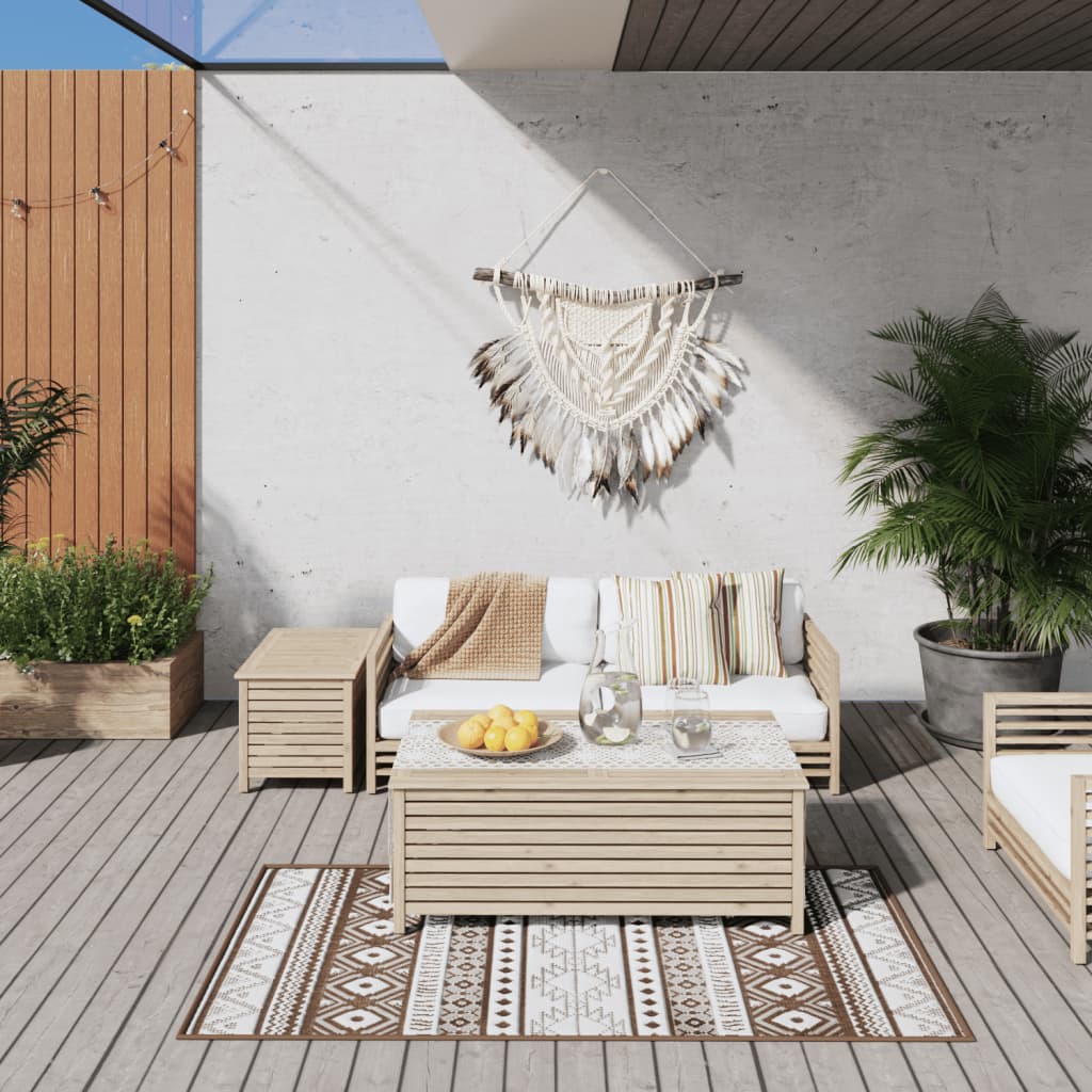Vidaxl zunanja preproga reverzibilna 80x150 cm rjava in bela