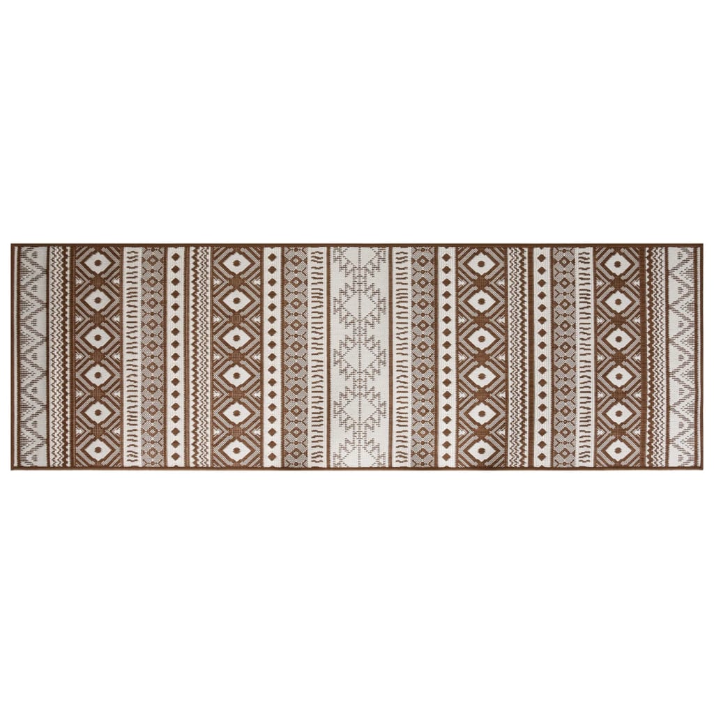 Vidaxl zunanja preproga reverzibilna 80x250 cm rjava in bela