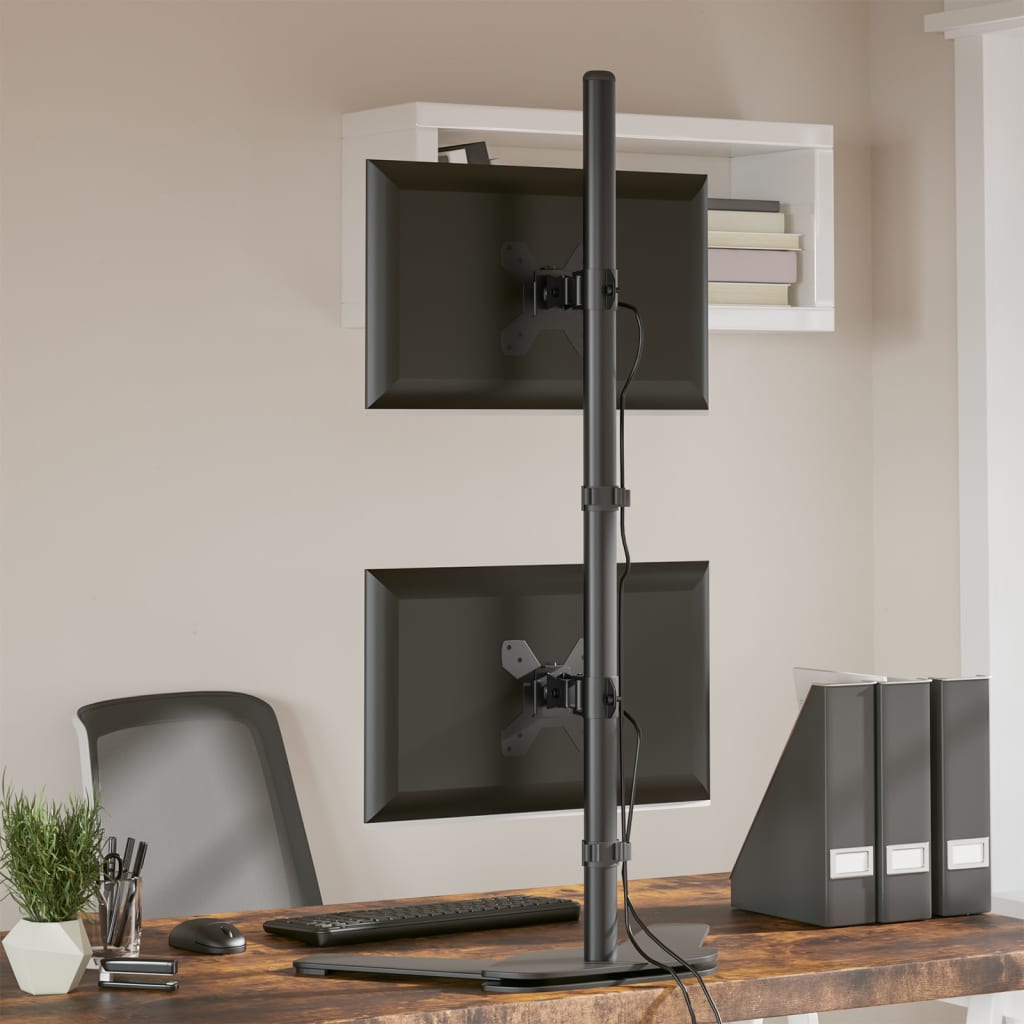 Vidaxl Monitor Standard Double Vesa 75 100 mm en acier noir