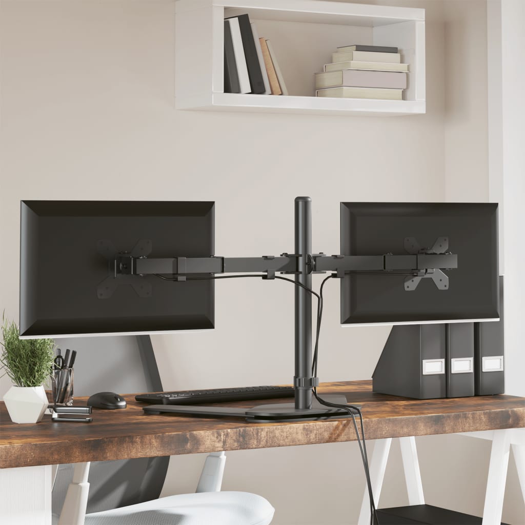 Vidaxl Monitor Standard Double Vesa 75 100 mm en acier noir