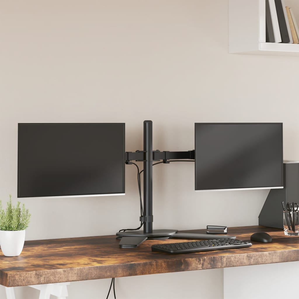 Vidaxl Monitor Standard Double Vesa 75 100 mm en acier noir
