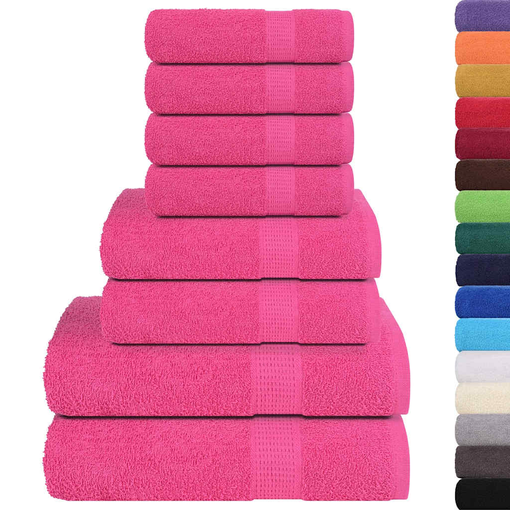 Vidaxl 8-dílný ručník set 360 g m² 100% bavlna růžová