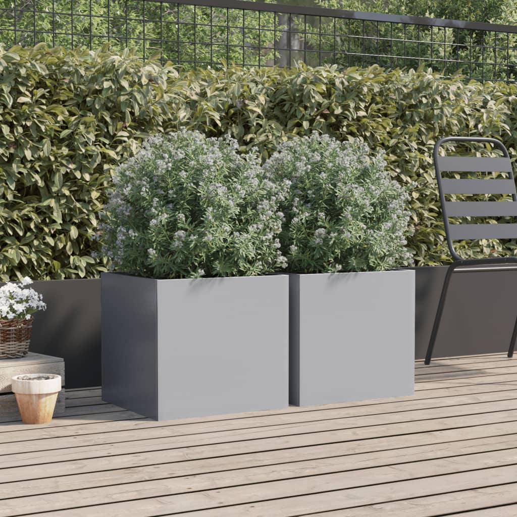 Vidaxl Planters 2 St 42x40x39 cm pocinkano jekleno srebrno barvo
