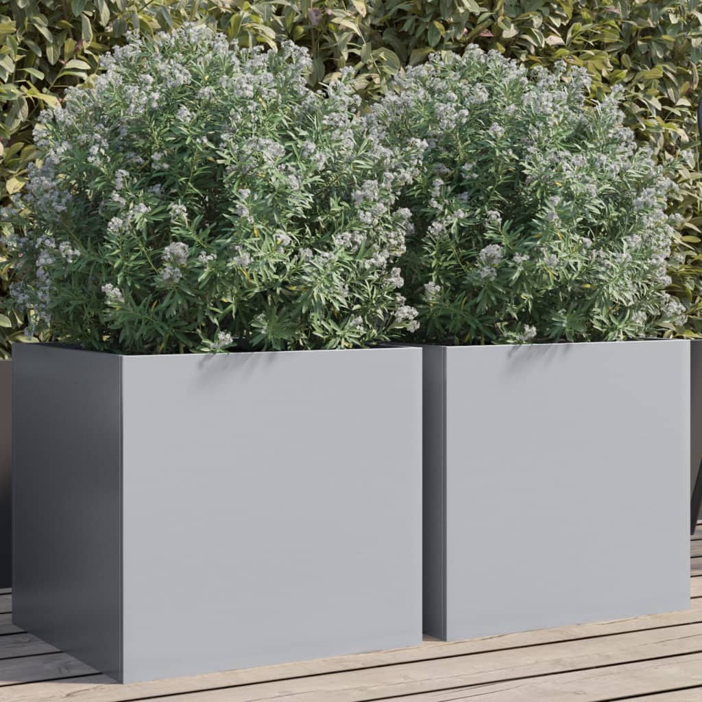 Vidaxl Planters 2 St 42x40x39 cm pocinkano jekleno srebrno barvo