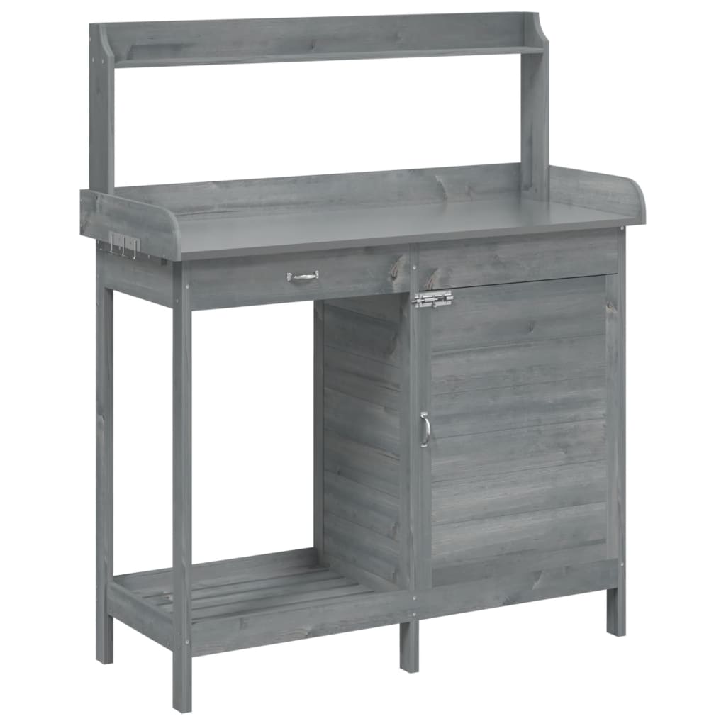Stół Vidaxl Botton z szafką 110,5x45x124.5 cm stały poring szary
