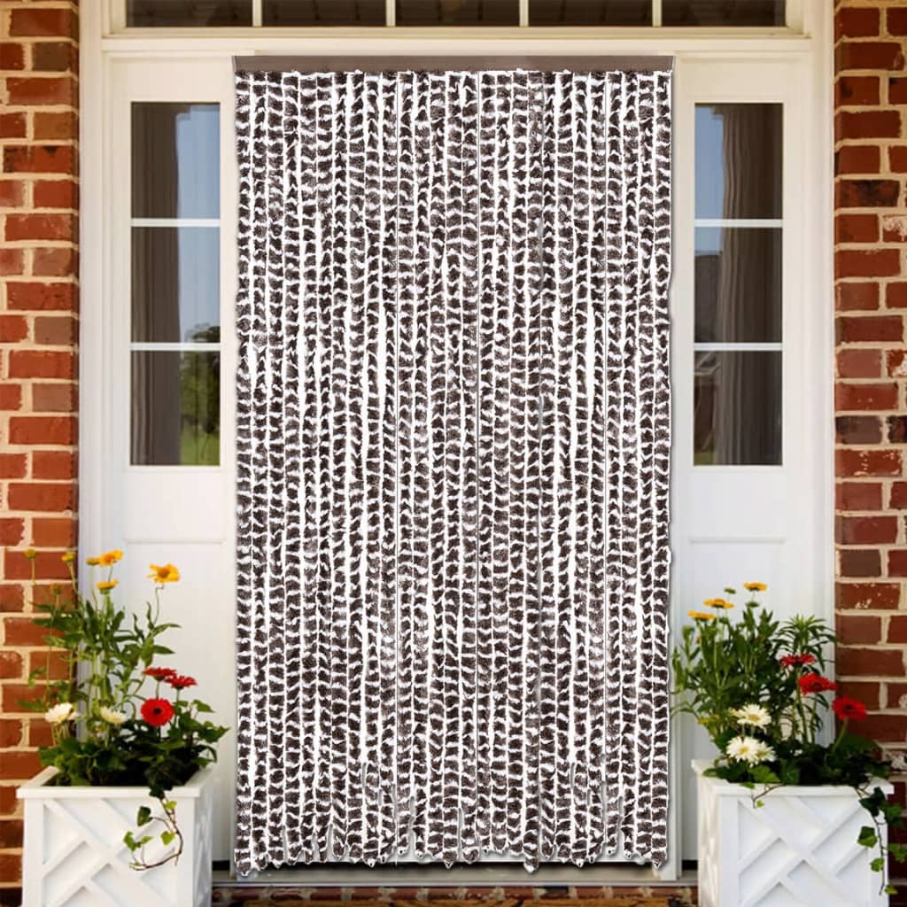 Vidaxl Fly Curtain 118x220 cm CHENILLE BRORN ET BLANC