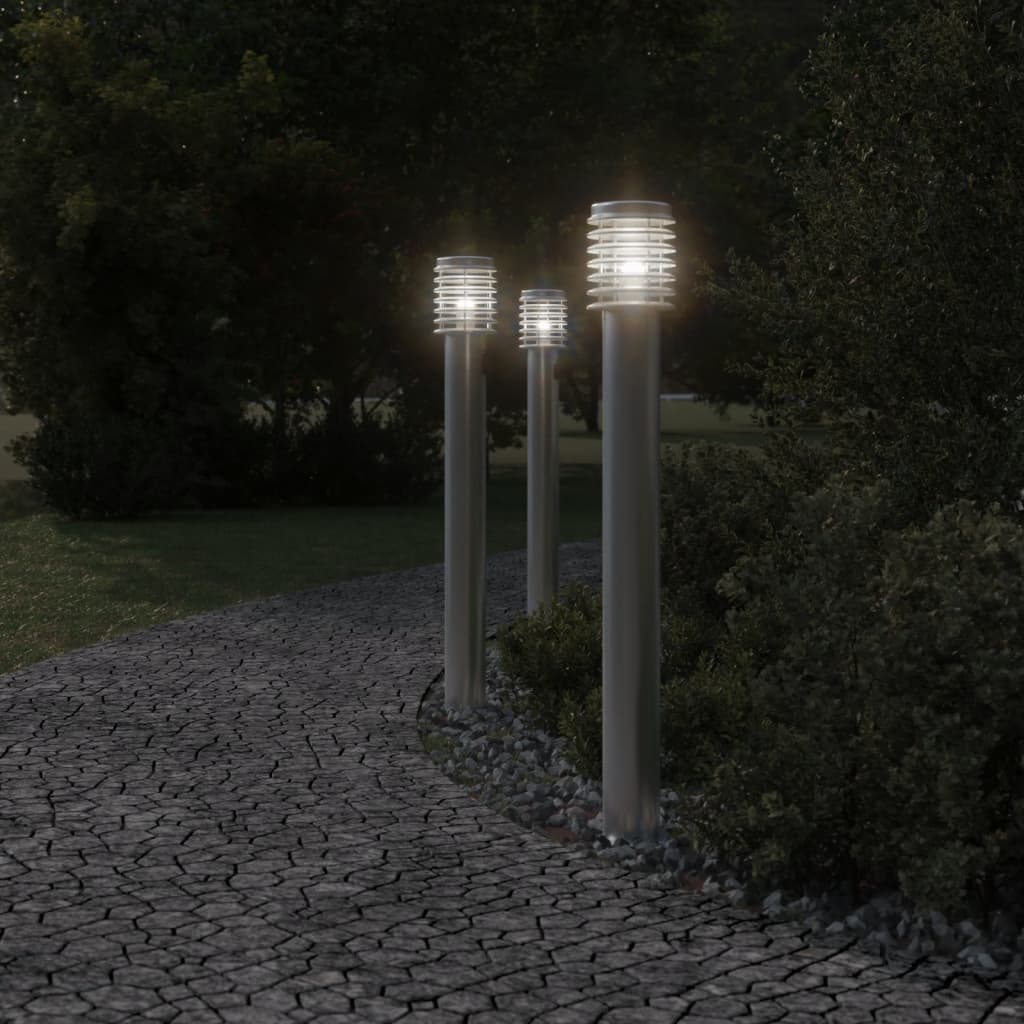 VidaXL Outside floor lamp with socket 110 cm Stainless steel silver