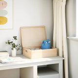 Vidaxl wooden box with lid handles 40x30x13cm solid pine